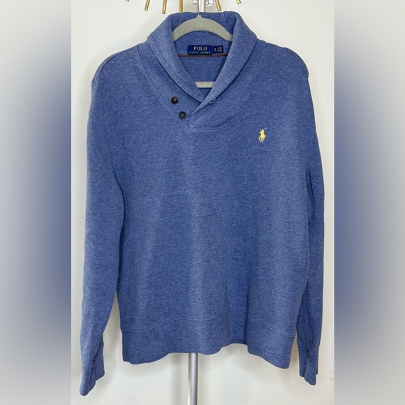 Polo Ralph Lauren Other - Polo Ralph Lauren men’s luxury shawl collar sweater blue 100% cotton XL EUC